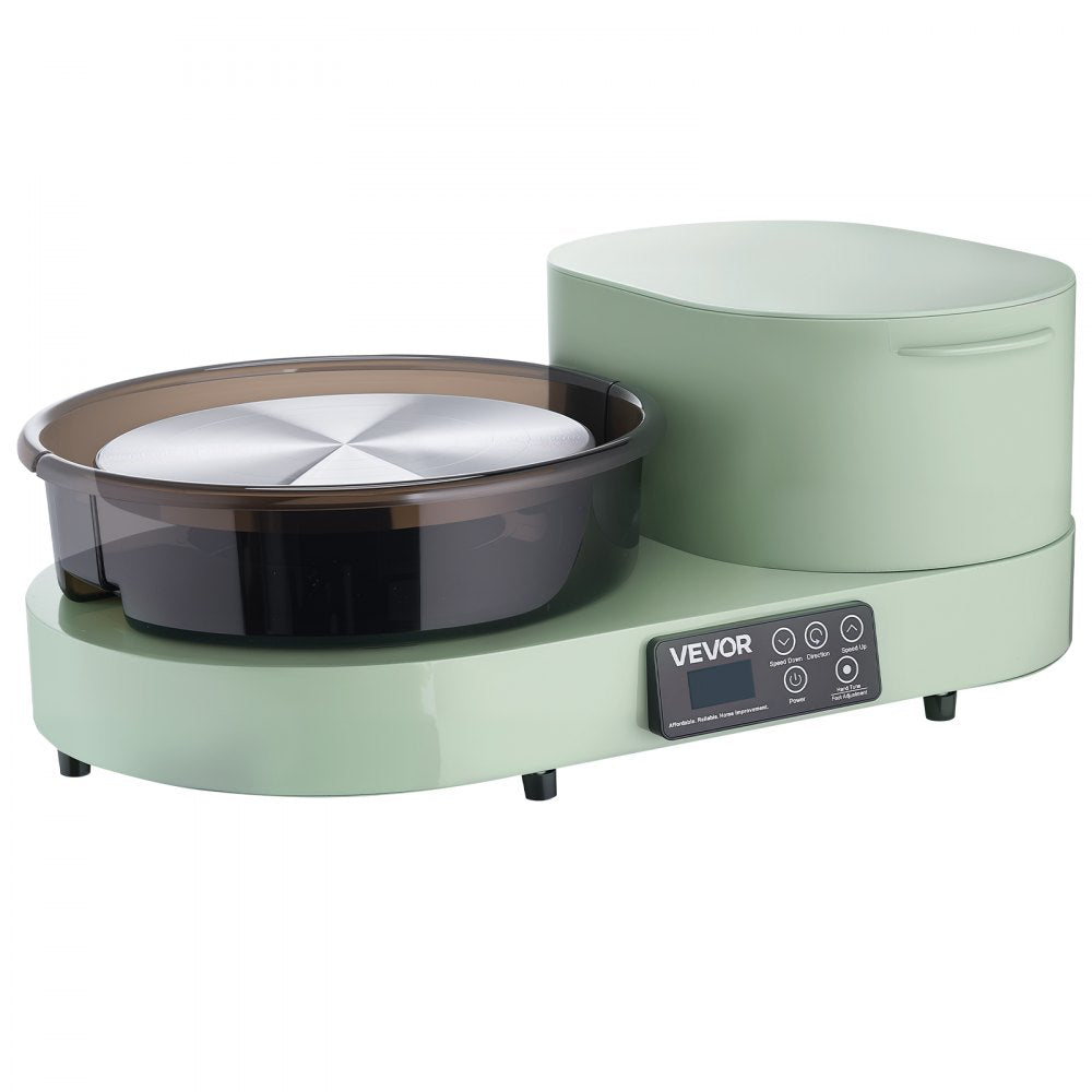 VEVOR Pottery Wheel for Adults, 11" Aluminum Turntable, 450W Electric Table Top Pottery Wheel with Foot Pedal, 30-300 RPM Adjustable Speed, Aluminum Body, for Beginners, DIY Clay Art Craft, Green