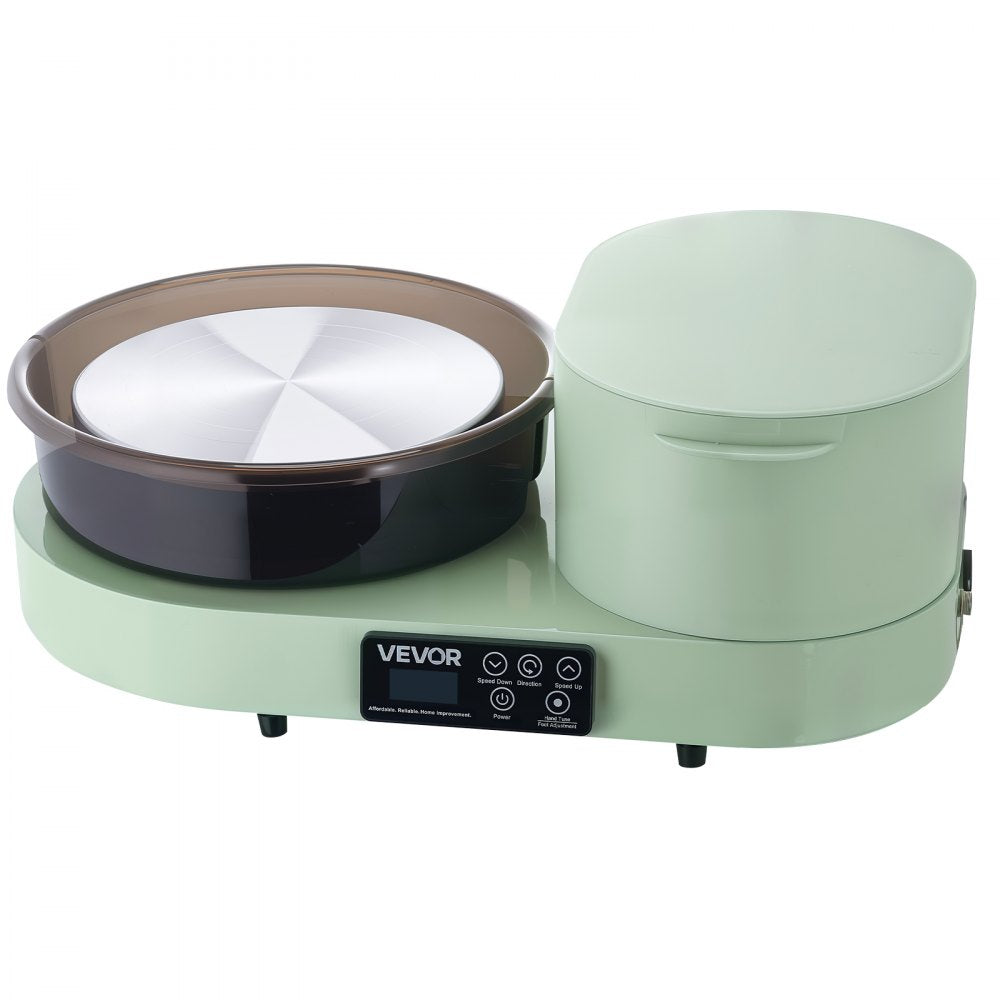 VEVOR Pottery Wheel for Adults, 11" Aluminum Turntable, 450W Electric Table Top Pottery Wheel with Foot Pedal, 30-300 RPM Adjustable Speed, Aluminum Body, for Beginners, DIY Clay Art Craft, Green