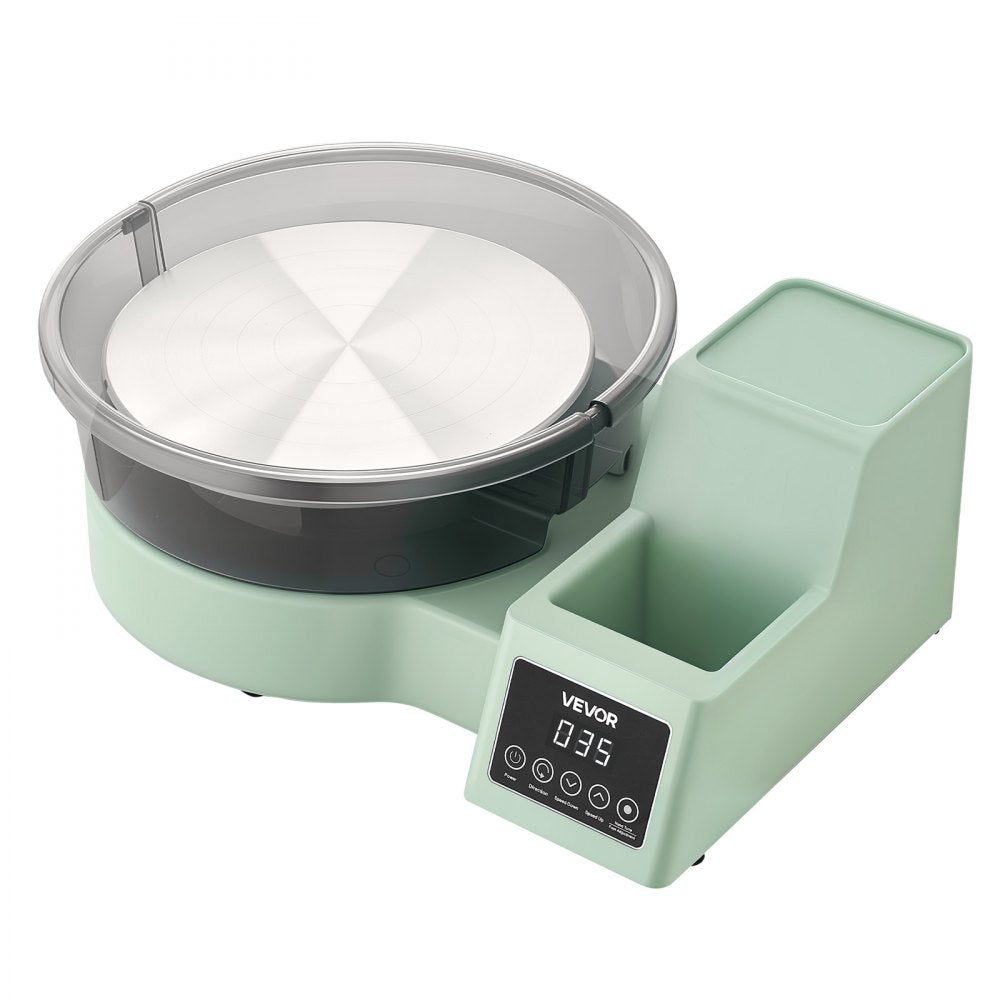 VEVOR Pottery Wheel for Adults, 11" Aluminum Turntable, 450W Electric Table Top Pottery Wheel with Foot Pedal, 30-300 RPM Adjustable Speed, Detachable Basin, for Beginners, DIY Clay Art Craft, Green