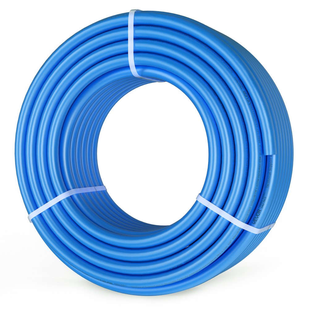 VEVOR PEX Pipe 3/4 Inch, 100 Feet Length PEX-B Flexible Pipe Tubing for Potable Water, Pex Water Lines for Hot/Cold Water & Easily Restore, Plumbing Applications with Free Cutter & Clamps ,Blue