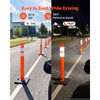 VEVOR Traffic Cones Delineator Posts, 42 Inch 3-Pack Orange Safety Post Cones with 11.8" x 11.8" Weighted Base & Reflective Strips for Parking Lots, Traffic Control, Road Safety, Construction Zones