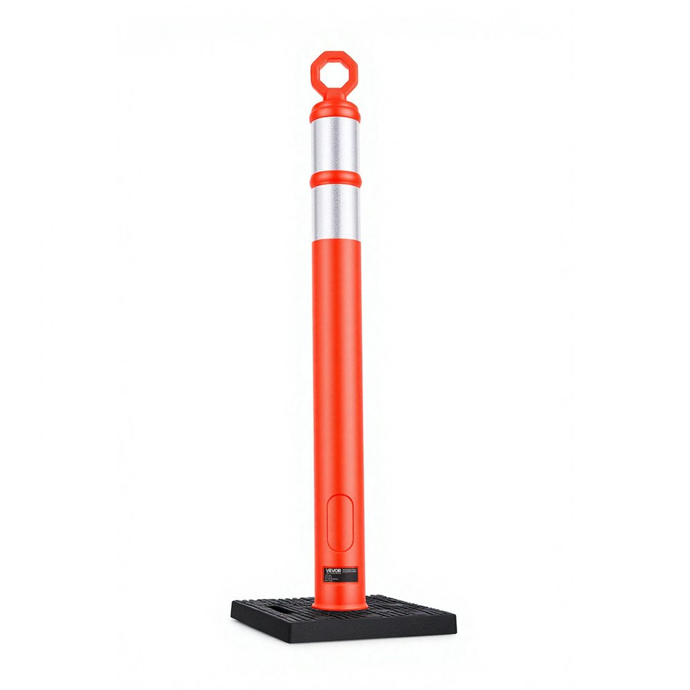 VEVOR Traffic Cones Delineator Posts, 42 Inch 3-Pack Orange Safety Post Cones with 11.8" x 11.8" Weighted Base & Reflective Strips for Parking Lots, Traffic Control, Road Safety, Construction Zones