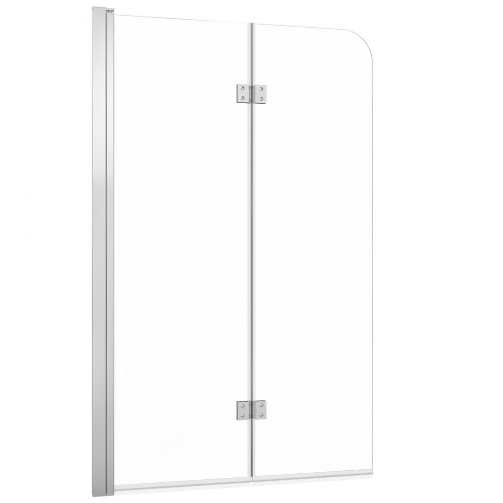 VEVOR Bathtub Shower Door 47" W x 55" H Semi-Frameless Bi-Fold Tub Door, 1/4" Clear Tempered Glass, Easy-Clean Nano Coating, 180° Folding, Adjustable Sealing Strip, for Home Bathroom Tub, Silver