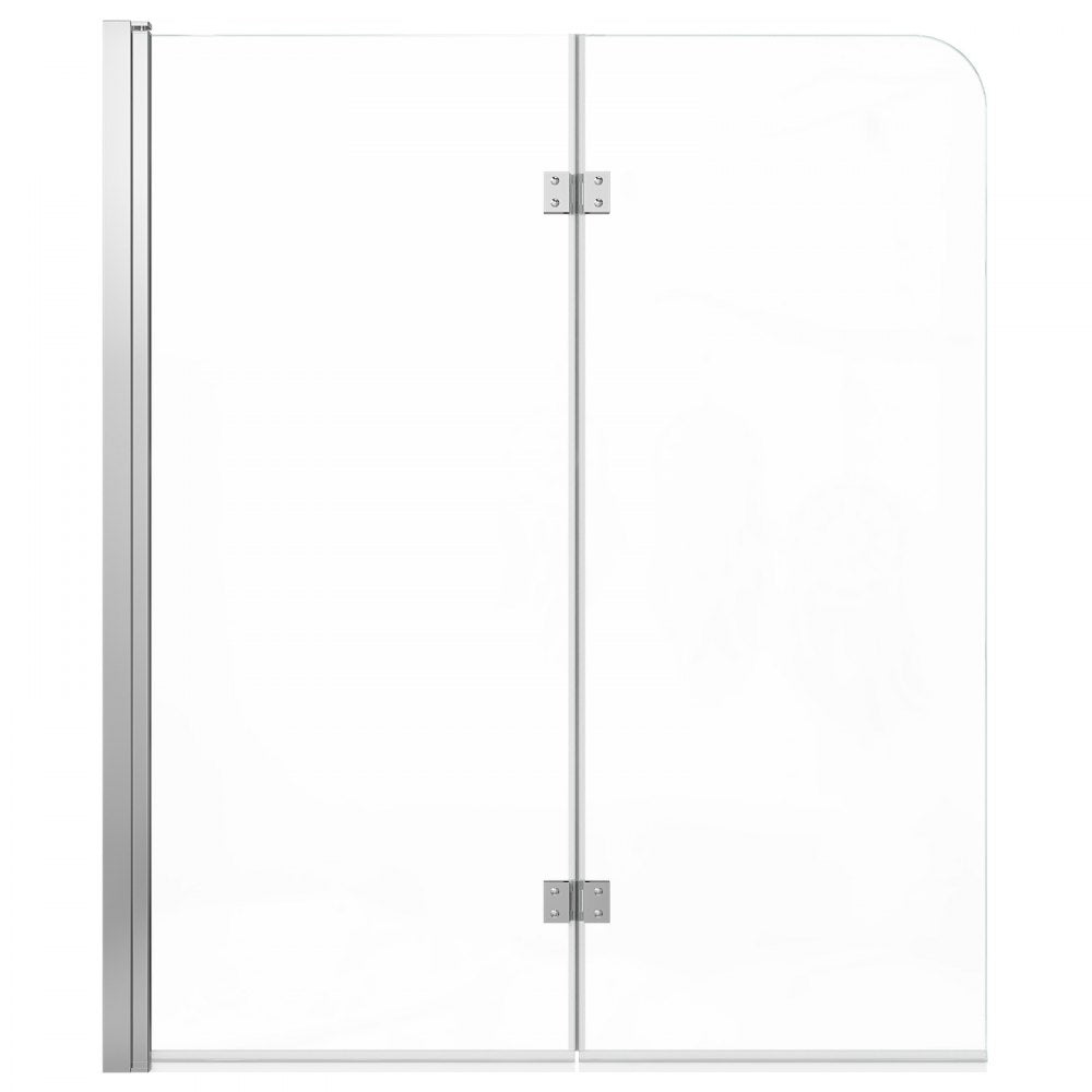 VEVOR Bathtub Shower Door 47" W x 55" H Semi-Frameless Bi-Fold Tub Door, 1/4" Clear Tempered Glass, Easy-Clean Nano Coating, 180° Folding, Adjustable Sealing Strip, for Home Bathroom Tub, Silver