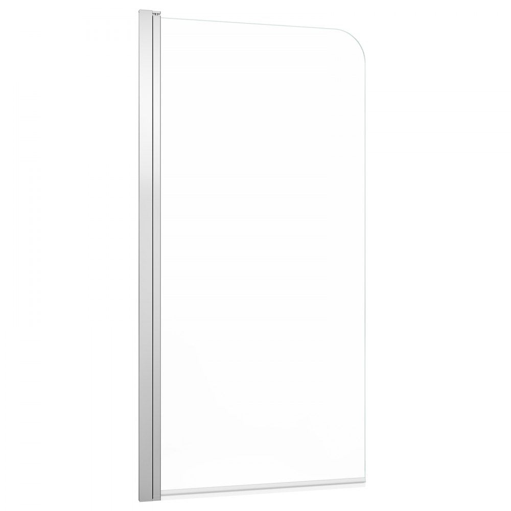 VEVOR Bathtub Shower Door 27.5" W x 55" H Frameless Pivot Tub Door, 1/4" Clear Tempered Glass, Easy-Clean Nano Coating, 180° Folding, Adjustable Sealing Strip, for Home Bathroom Tub, Silver