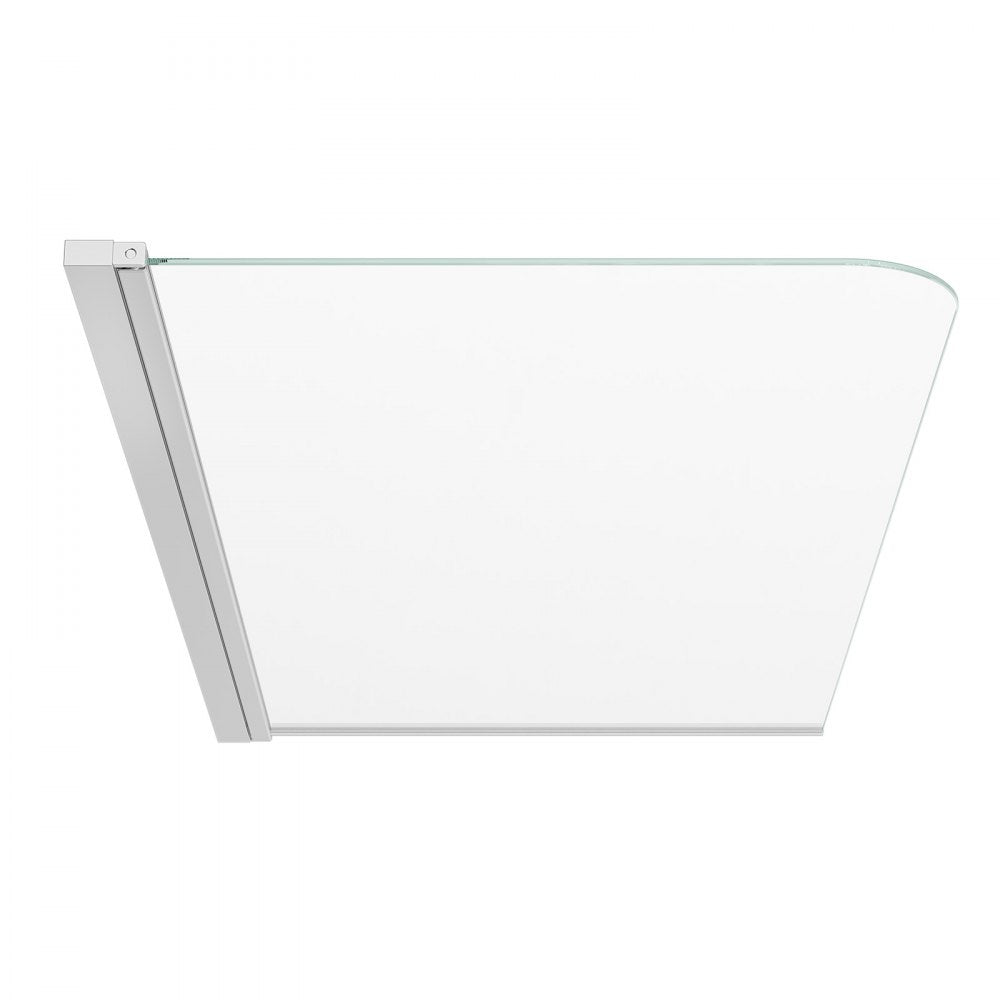 VEVOR Bathtub Shower Door 27.5" W x 55" H Frameless Pivot Tub Door, 1/4" Clear Tempered Glass, Easy-Clean Nano Coating, 180° Folding, Adjustable Sealing Strip, for Home Bathroom Tub, Silver