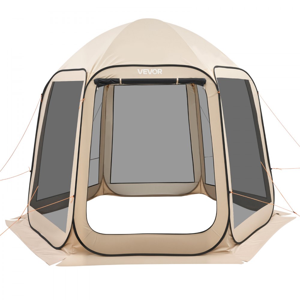 VEVOR Screen House Tent, 10 x 9.2 ft, 4-8 Person Pop Up Screen Tent, Portable Screened in Canopy with Carry Bag, Netting Sides, Ground Stakes, for Garden, Patio, Backyard, Outdoor Activities, Beige