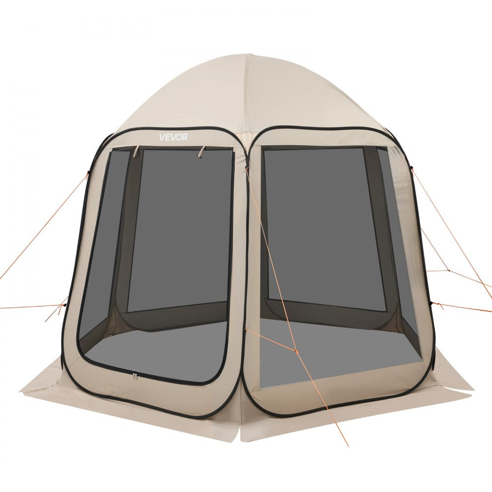 VEVOR Screen House Tent, 10 x 9.2 ft, 4-8 Person Pop Up Screen Tent, Portable Screened in Canopy with Carry Bag, Netting Sides, Ground Stakes, for Garden, Patio, Backyard, Outdoor Activities, Beige