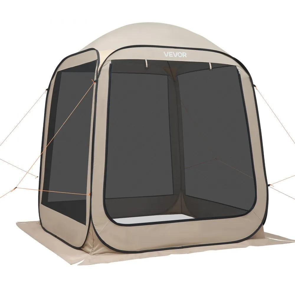 VEVOR Screen House Tent, 6 x 6 ft, 4-6 Person Pop Up Screen Tent, Portable Screened in Canopy with Carry Bag, Netting Sides, Ground Stakes, for Garden, Patio, Backyard, and Outdoor Activities, Beige