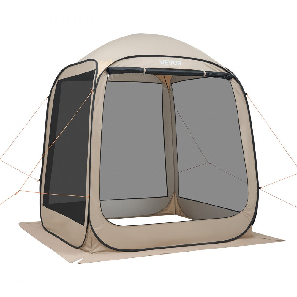 VEVOR Screen House Tent, 6 x 6 ft, 4-6 Person Pop Up Screen Tent, Portable Screened in Canopy with Carry Bag, Netting Sides, Ground Stakes, for Garden, Patio, Backyard, and Outdoor Activities, Beige