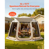 VEVOR Screen House Tent, 12 x 11 ft, 10-12 Person Pop Up Screen Tent with Extended Awning, Portable Screened in Canopy with Carry Bag, Netting Sides, for Patio, Backyard, and Outdoor Activities, Beige