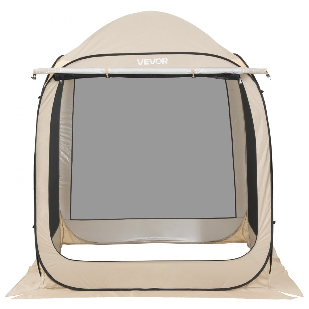 VEVOR Screen House Tent, 6 x 6 ft, 4-6 Person Pop Up Screen Tent with Extended Awning, Portable Screened in Canopy with Carry Bag, Netting Sides, for Patio, Backyard, and Outdoor Activities, Beige