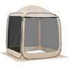 VEVOR Screen House Tent, 6 x 6 ft, 4-6 Person Pop Up Screen Tent with Extended Awning, Portable Screened in Canopy with Carry Bag, Netting Sides, for Patio, Backyard, and Outdoor Activities, Beige