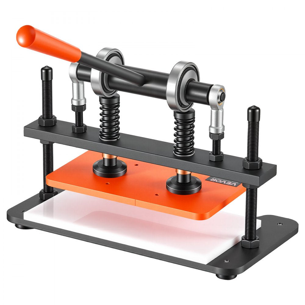 VEVOR Leather Cutting Machine 10.24 x 5.91 in Embossing Plate Die Cutter, Hand Press Leather Embossing & Die Cutting, 3300 lbs Pressure, 0.47 in Stroke, Dual Guide Shafts, for Fabric, Paper, Silicone