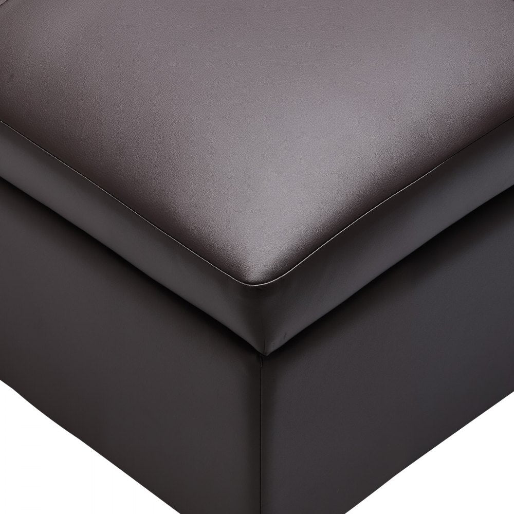 VEVOR 28 in Square Leather Ottoman with Storage, Upholstered Tufted Button Coffee Table Ottoman with Flip-Top Design, PU Leather High-Density Sponge for Living Room, Dorm, Bedroom, Dark Brown