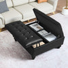 VEVOR 34 in Square Leather Ottoman with Storage, Upholstered Tufted Button Coffee Table Ottoman with Lift-Top & Flip Design, PU Leather High-Density Sponge for Living Room, Bedroom, Dorm, Black