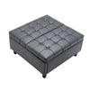 VEVOR 31 in Square Leather Ottoman with Storage, Upholstered Tufted Button Coffee Table Ottoman with Lift-Top & Flip Design, PU Leather High-Density Sponge for Living Room, Bedroom, Dorm, Grey