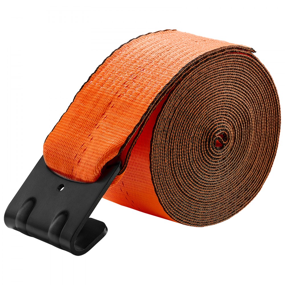 VEVOR Winch Straps, 4 in x 30 ft Truck Straps with Flat Hook, 10 Pack Heavy Duty Trailer Straps with 18000 lbs Break Strength, Cargo Tie-Down Straps, for Flatbeds, Trucks, Trailers, Farms & Rescues