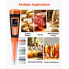 VEVOR Food pH Meter, 0-14 pH Range, IP68 Waterproof Probe, Pocket Tester Kit with Automatic Temperature Compensation, Calibration Powder Packets, Easy to Read, for Food Fermentation, Dough, Meat