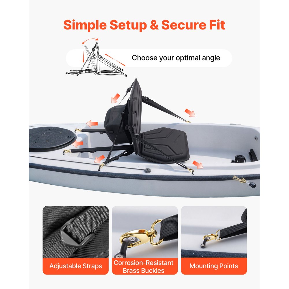 VEVOR Kayak Seat, 1 Pack 1" Thick, Universal Paddle Board Seat with Back Support, Hexagonal Sit-on-Top Soft Padded Cushion with Storage Bag & Adjustable Straps for SUP, Fishing Boat, Inflatable Kayak