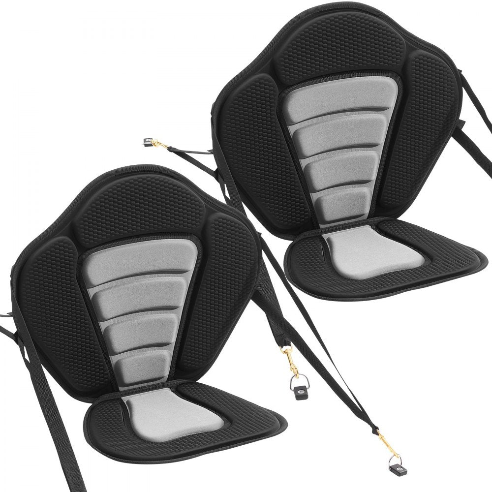 VEVOR Kayak Seat, 2 Pack 0.5" Thick, Universal Paddle Board Seat with Back Support, Sit-on-Top Soft Padded Cushion with Storage Bag & Adjustable Straps for SUP, Canoe, Fishing Boat, Inflatable Kayak
