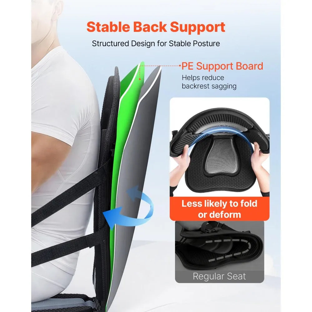 VEVOR Kayak Seat, 2 Pack 2" Thick, Universal Paddle Board Seat with Back Support, Sit-on-Top Soft Padded Cushion with Storage Bag & Adjustable Straps for SUP, Canoe, Fishing Boat, Inflatable Kayak
