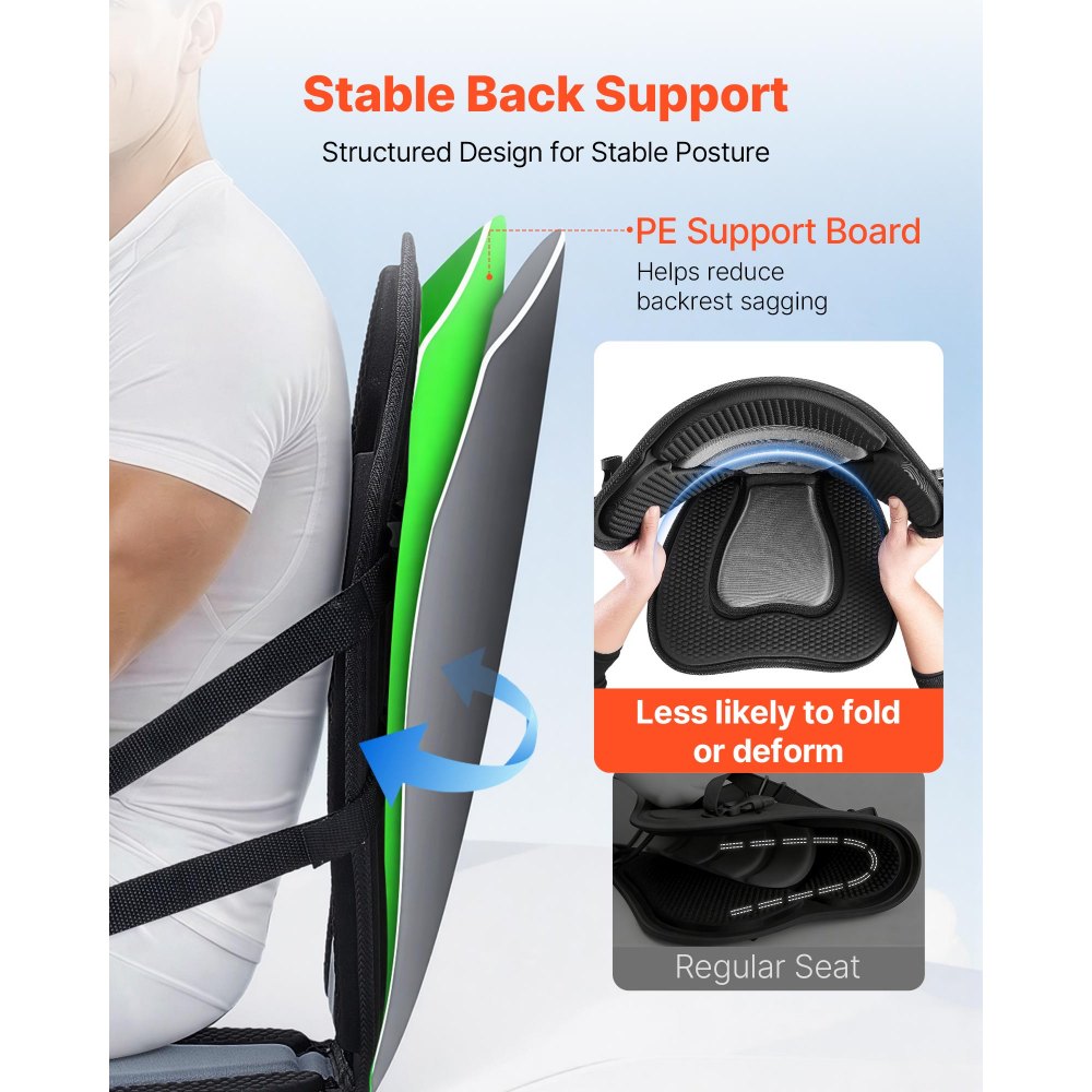 VEVOR Kayak Seat, 1 Pack 2.6" Thick, Universal Paddle Board Seat with Back Support, Sit-on-Top Soft Padded Cushion with Storage Bag & Adjustable Straps for SUP, Canoe, Fishing Boat, Inflatable Kayak