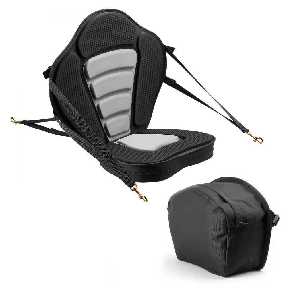 VEVOR Kayak Seat, 1 Pack 2.6" Thick, Universal Paddle Board Seat with Back Support, Sit-on-Top Soft Padded Cushion with Storage Bag & Adjustable Straps for SUP, Canoe, Fishing Boat, Inflatable Kayak