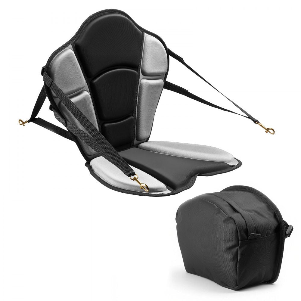 VEVOR Kayak Seat, 1 Pack 1" Thick, Universal Paddle Board Seat with Back Support, Sit-on-Top Soft Padded Cushion with Storage Bag & Adjustable Straps for SUP, Fishing Boat, Inflatable Kayak, Rowboat