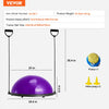 VEVOR Half Exercise Ball Trainer, 23 inch Balance Ball Trainer, 660lbs Stability Ball, Yoga Ball with Resistance Bands & Foot Pump, Strength Fitness Ball for Home Gym, Full Body Workout, Purple