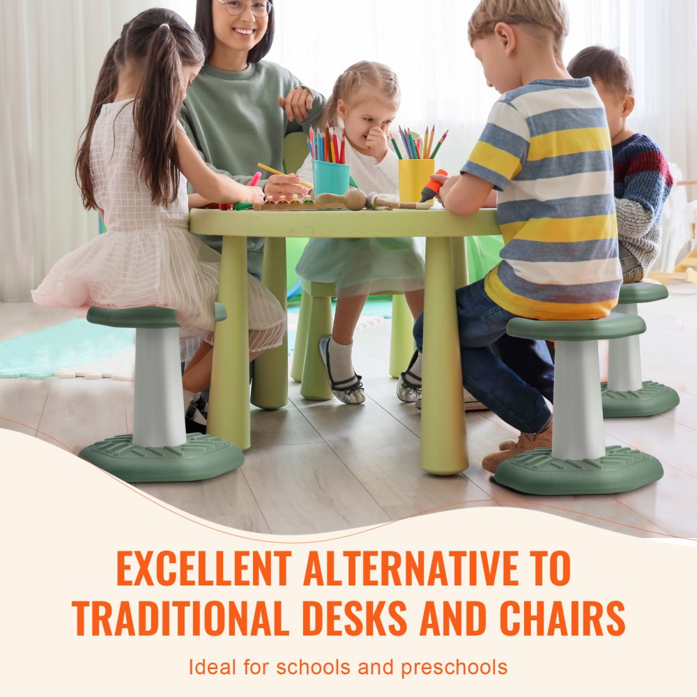 VEVOR Kids Wobble Chair Active Chair  with Sponge Cushion, Wobble Stool Improves Focus, Posture and Calm Children, Ideal for Schools and Preschools, Age 3-7, Green