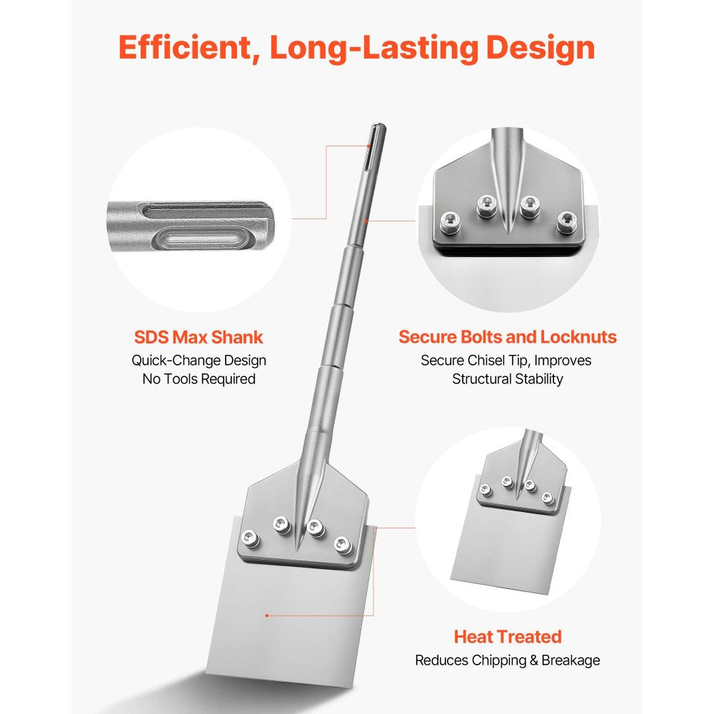VEVOR SDS Max Floor Scraper, 24.8" x 5.9" Chisel Bit with SDS Max Shank, Compatible with Rotary Hammers, Heat Treated 40Cr Alloy Steel, Sharp Edge for Removing Laminate Flooring, Tiles, and Mortar