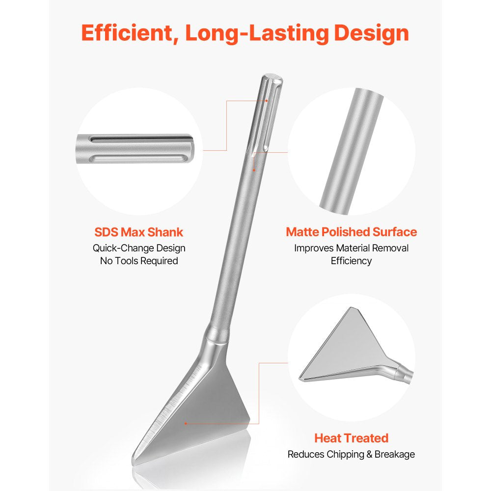 VEVOR SDS Max Scaling Chisel, 13.8" x 5.9" Chisel Bit with SDS Max Shank, Compatible with Rotary Hammers, Heat Treated 40Cr Alloy Steel, Sharp Edge for Removing Laminate Flooring, Tiles, and Mortar