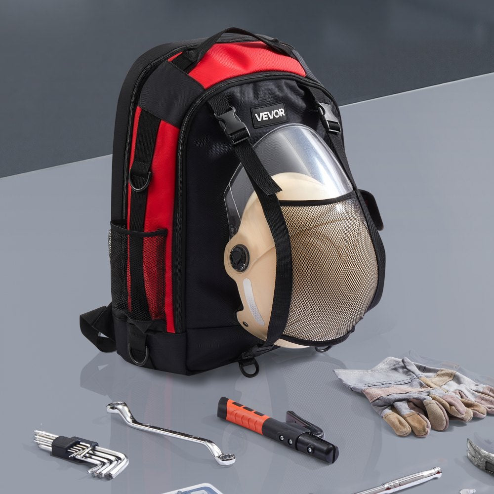 VEVOR Welding Backpack, 25.2L Welder Backpack for Tools and Helmet, 1680D High-Density Polyester Extreme Gear Pack with Helmet Bag, Multi-Purpose Gear Storage Bag for Welding, Outdoor Camping, Hiking