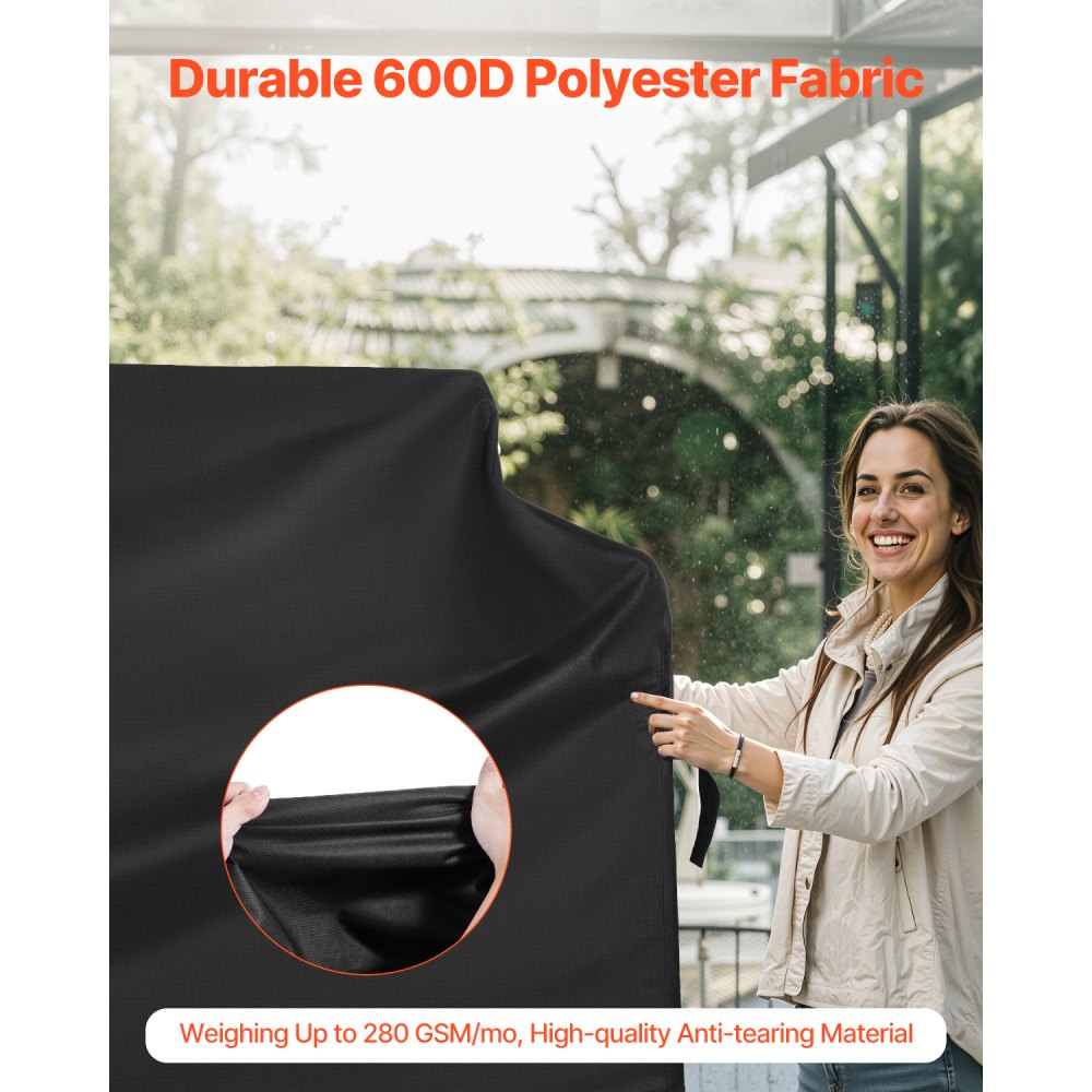 VEVOR Grill Cover, 60 inch BBQ Covers for Outdoor Grills, Waterproof, Fade Resistant, Weather Resistant Heavy Duty 600D Polyester, Easy On/Off, with Hook-and-Loop Straps, Black