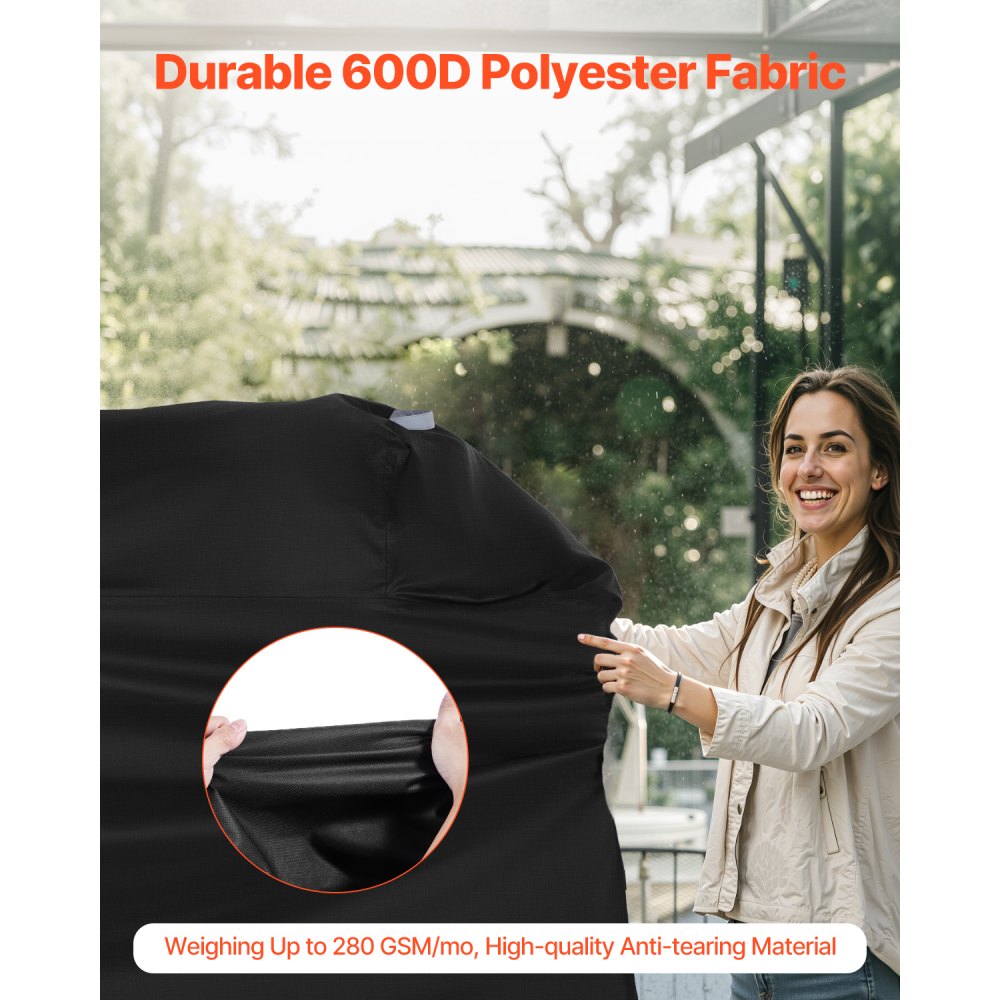VEVOR Grill Cover, 63 inch BBQ Covers for Outdoor Grills, Waterproof, Fade Resistant, Weather Resistant Heavy Duty 600D Polyester, Easy On/Off, with Hook-and-Loop Straps, Black