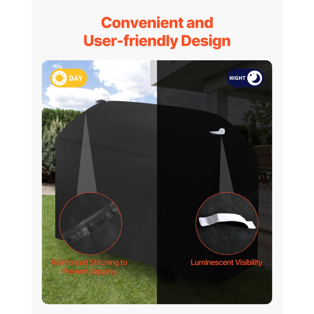 VEVOR Grill Cover, 63 inch BBQ Covers for Outdoor Grills, Waterproof, Fade Resistant, Weather Resistant Heavy Duty 600D Polyester, Easy On/Off, with Hook-and-Loop Straps, Black