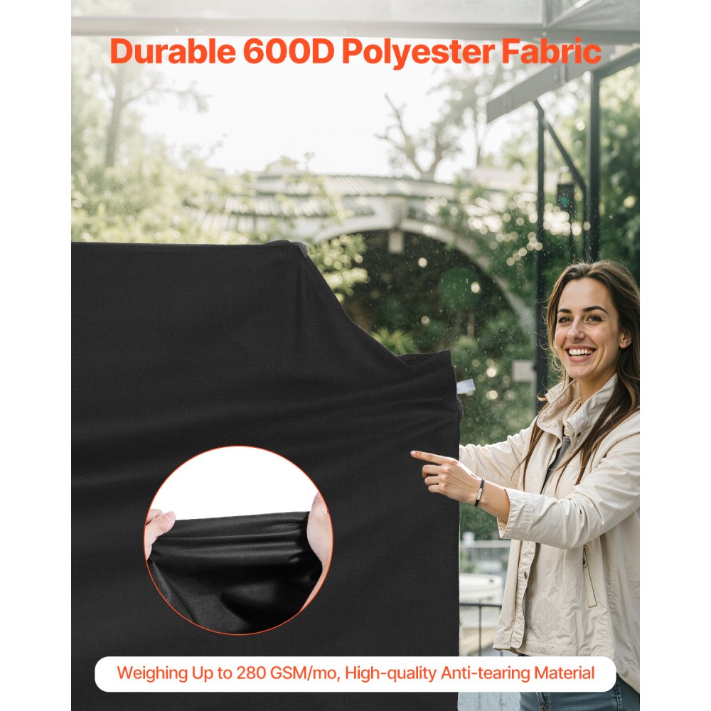 VEVOR Grill Cover, 48 inch BBQ Covers for Outdoor Grills, Waterproof, Fade Resistant, Weather Resistant Heavy Duty 600D Polyester, Easy On/Off, with Hook-and-Loop Straps, Black