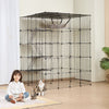 VEVOR Large 4-tier Cat Cage, 54 x 41 x 69", Detachable Metal Wire Cat Enclosure, with 5 Front Doors Hammock Ramp ladders, Indoor & Outdoor Crate Exercise Place Ideal for Kitty, Small Animals, Black