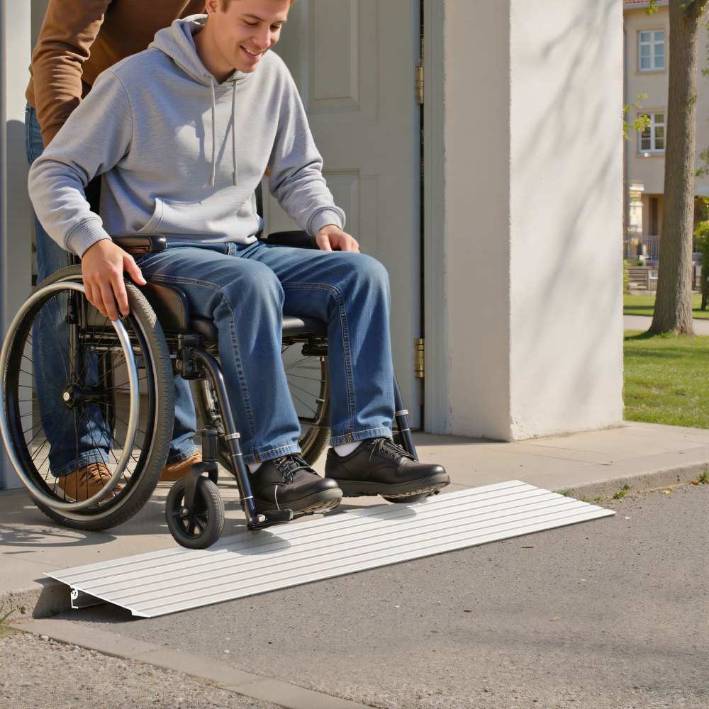VEVOR Door Threshold Ramp, 1 inch Rise, Aluminum Alloy Threshold Ramp Rated 800 lbs Load Capacity, Handicap Ramps for Home Steps for Wheelchair, Scooters, Power Chairs, Walkers, Bicycle, Tricycle