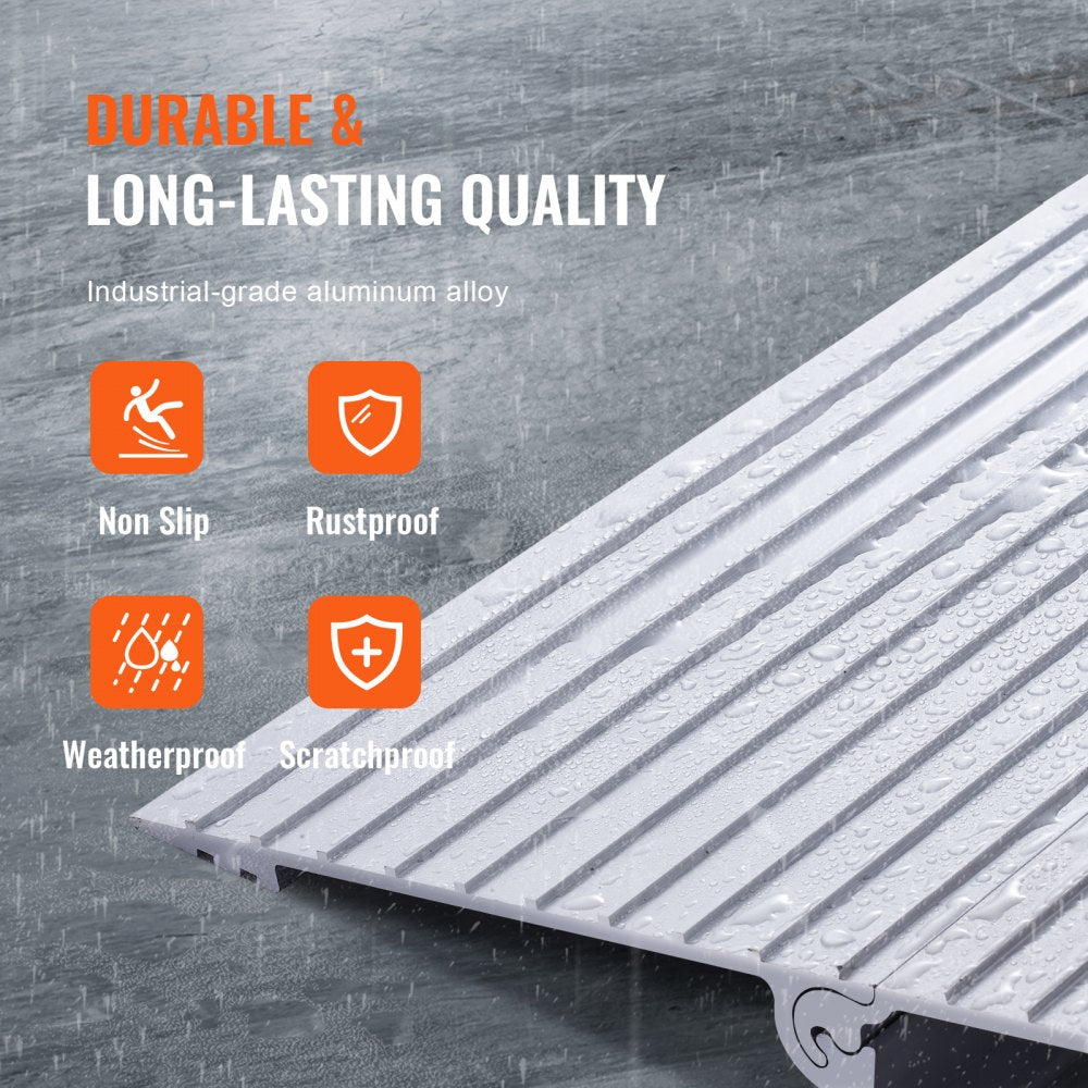 VEVOR Door Threshold Ramp, 4" Rise, 800 lbs Load Capacity, Door Ramp for Wheelchairs, Aluminum Threshold Ramp for Doorways, Adjustable Modular Threshold Ramp for Wheelchairs, Scooters, Power Chairs