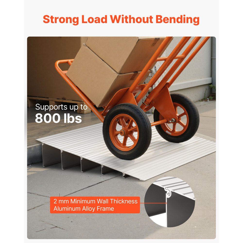 VEVOR Door Threshold Ramp, 5 inch Rise, Aluminum Alloy Threshold Ramp Rated 800 lbs Load Capacity, Handicap Ramps for Home Steps for Wheelchair, Scooters, Power Chairs, Walkers, Bicycle, Tricycle