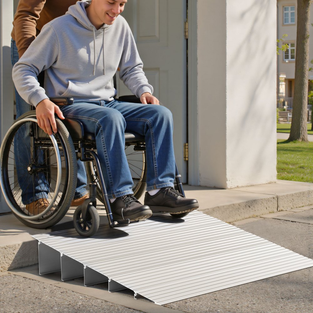VEVOR Door Threshold Ramp, 5 inch Rise, Aluminum Alloy Threshold Ramp Rated 800 lbs Load Capacity, Handicap Ramps for Home Steps for Wheelchair, Scooters, Power Chairs, Walkers, Bicycle, Tricycle