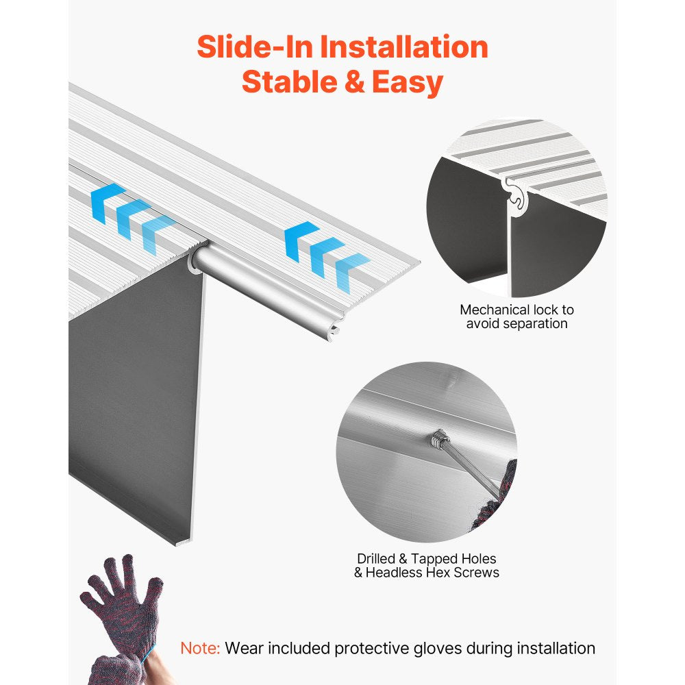 VEVOR Door Threshold Ramp, 6 inch Rise, Aluminum Alloy Threshold Ramp Rated 800 lbs Load Capacity, Handicap Ramps for Home Steps for Wheelchair, Scooters, Power Chairs, Walkers, Bicycle, Tricycle