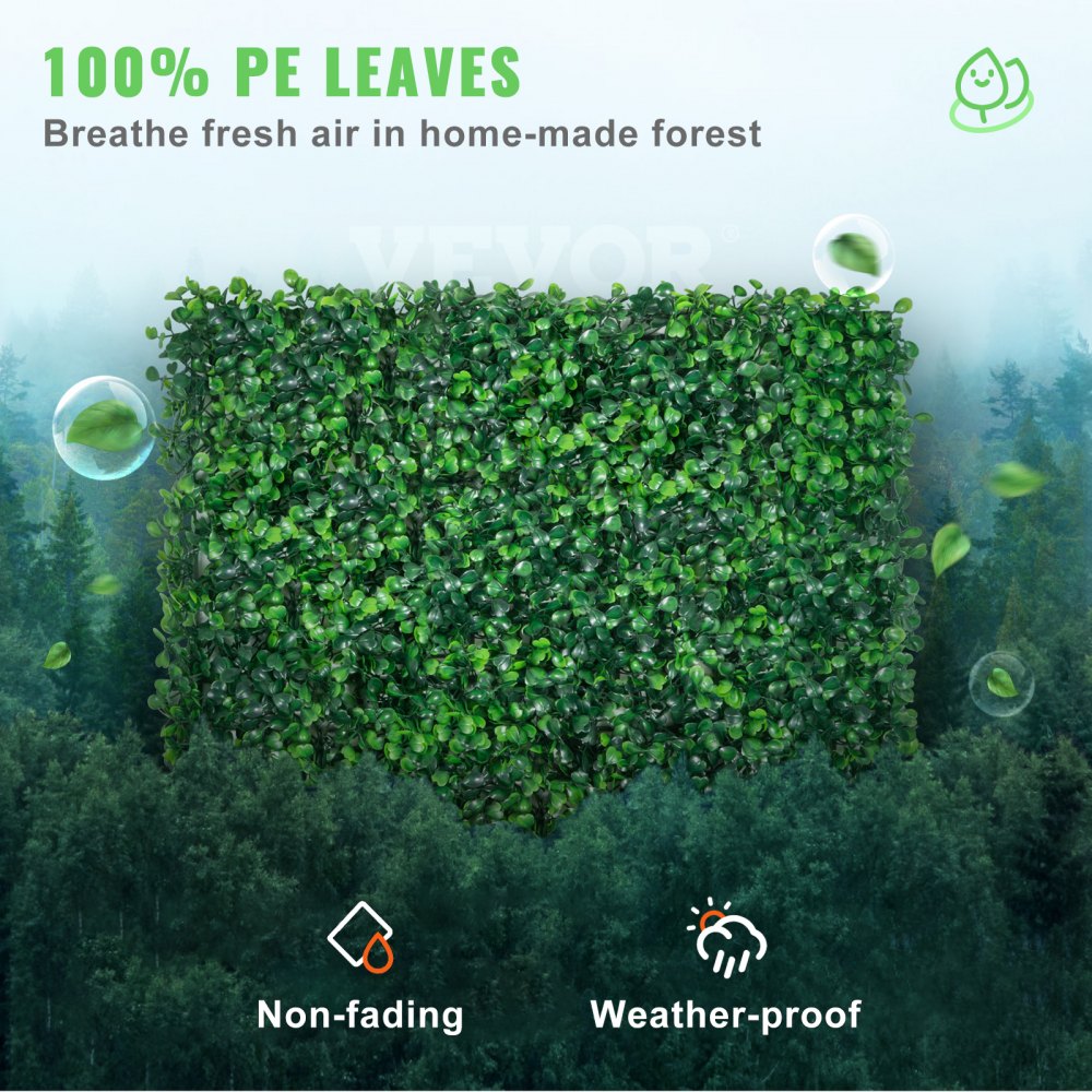 VEVOR 12PCS 10x10 inch Artificial Boxwood Panels, Boxwood Hedge Wall Mat,Artificial Grass Backdrop Wall, Privacy Hedge Screen UV Protected for Outdoor Indoor Garden Fence Backyard