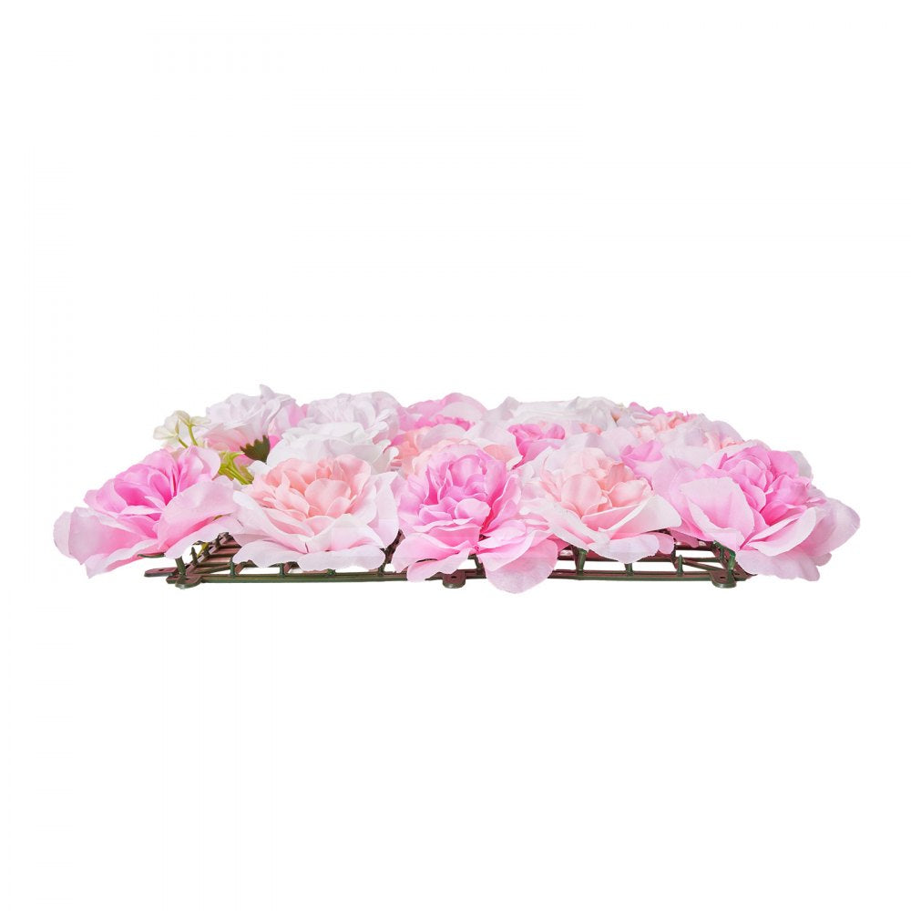 VEVOR 3D Flower Wall Panel, 12 PCS 15 x 15 inch, Artificial Floral Wall Background Mesh Backing Mat,Seamless Design&Easy Installation for Wedding Valentines Day Home Baby Party Backdrop Decor,Pink
