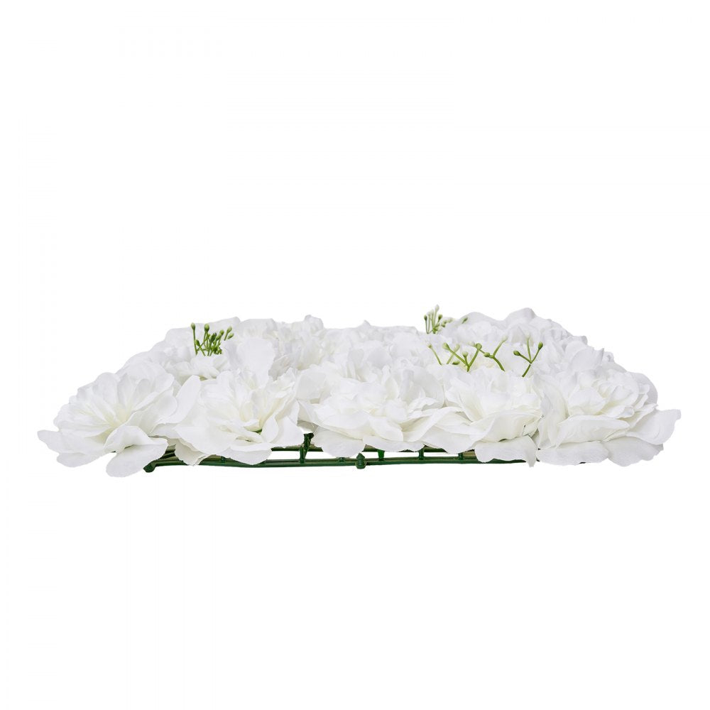 VEVOR 3D Flower Wall Panel, 24 PCS 15 x 15 inch, Artificial Floral Wall Background Mesh Backing Mat,Seamless Design&Easy Installation for Wedding Valentines Day Home Baby Party Backdrop Decor,White