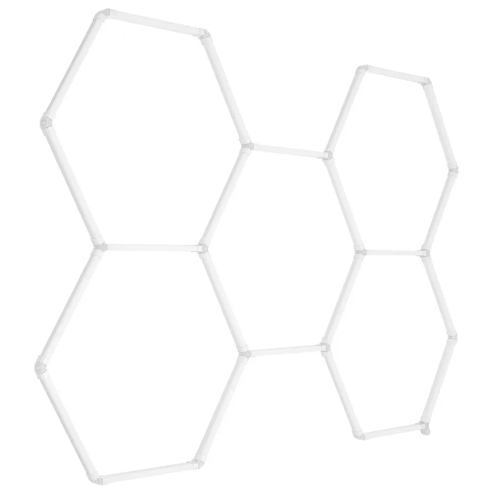 VEVOR Hexagon Garage Lights, 26400LM, 6500K 5 Grid Systems Honeycomb Hexagonal Garage LED Lights, DIY Cool White Car Detailing Garage Ceiling Lighting Bright Shop Light for Gym Basement Workshop