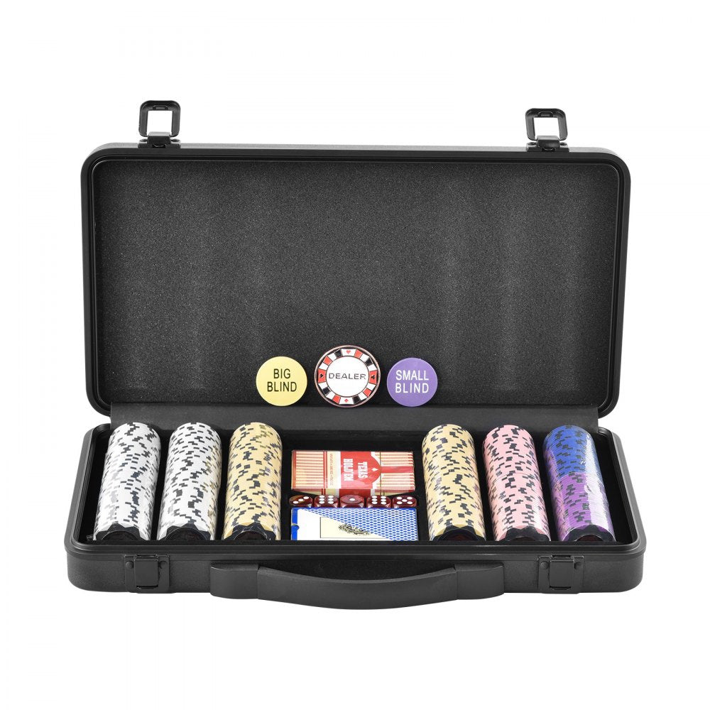 VEVOR Poker Chip Set, 300-Piece Poker Set, Complete Poker Playing Game Set with Carrying  Case, Heavyweight 14 Gram Casino Clay Chips, Cards, Buttons and Dices, for Texas Hold'em, Blackjack, Gambling