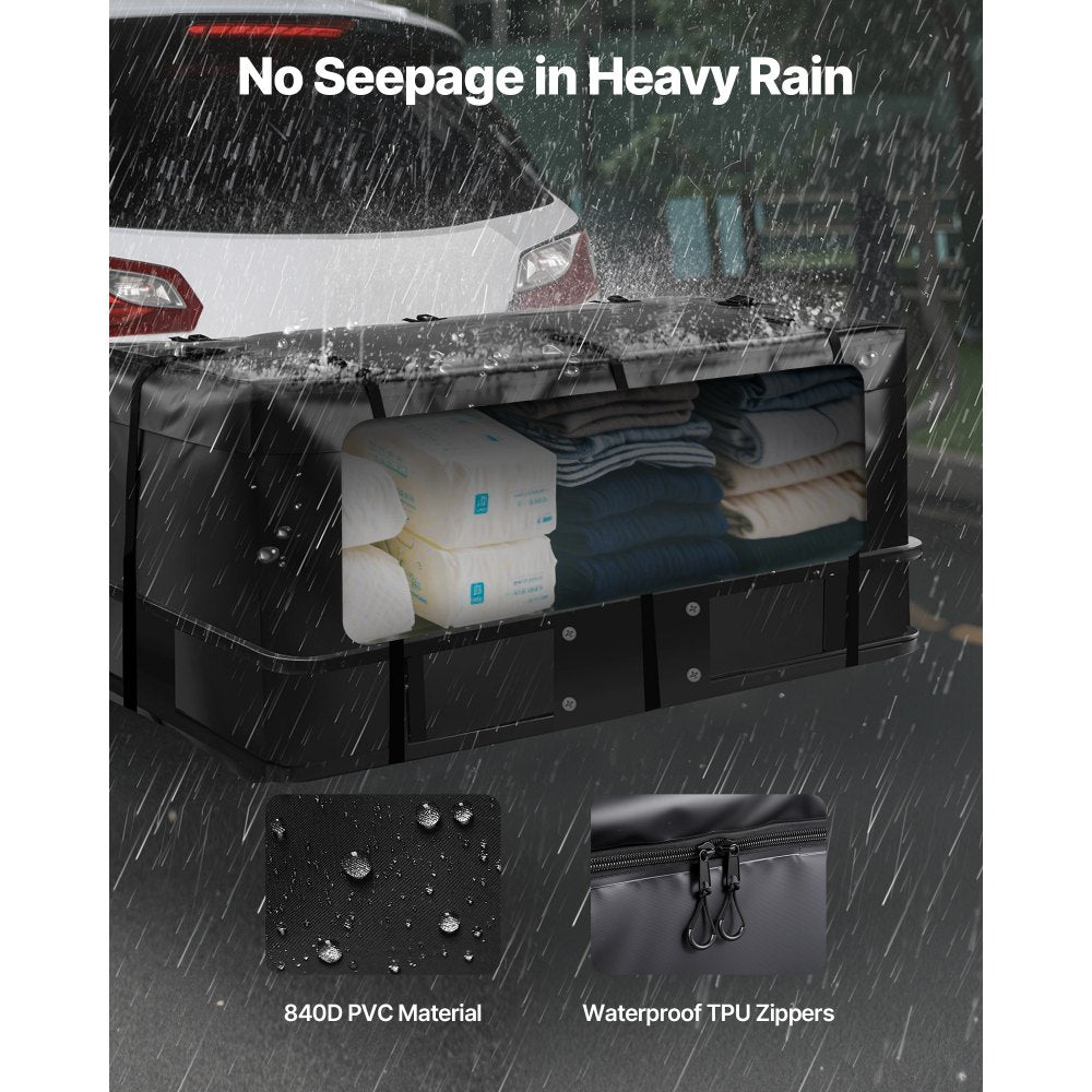 VEVOR Hitch Cargo Carrier Bag, Waterproof 840D PVC, 57.48 x 19.49 x 23.82 in (16 Cubic Feet), Heavy Duty Cargo Bag for Truck Bed Storage with Reinforced Straps, Suitable for Car SUV Vans Hitch Basket